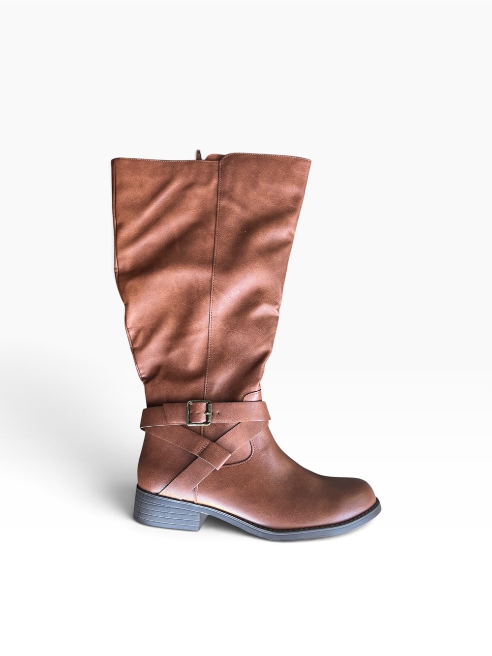 Women’s Brown Mid-Calf Riding Boots Wide Calf
